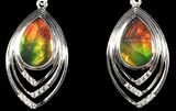 Ammolite Earrings with Sterling Silver and White Sapphires #143577-1